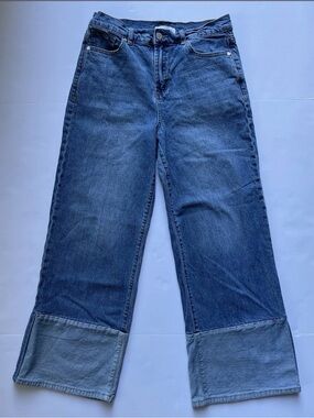 Habitual Two-Tone Wide-Leg Jeans in Dark Blue(SKU361)